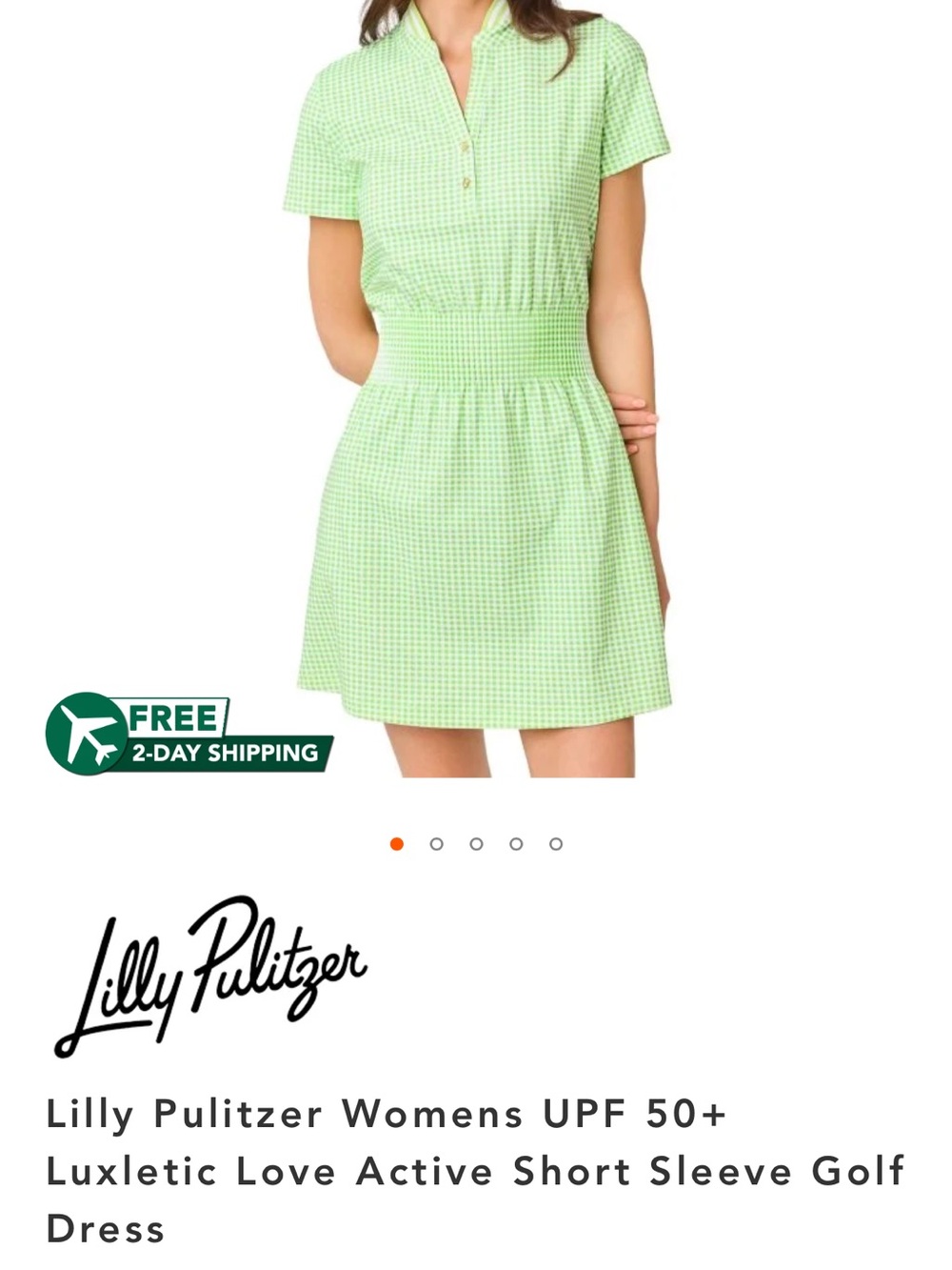 NWT Lilly Pulitzer light Green Mini Gingham Smocked Dress-Meryl fabric
